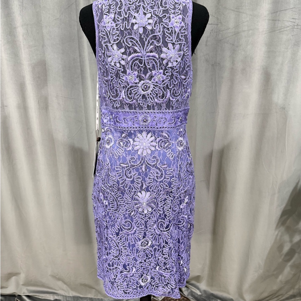 Sue Wong Lavender Embroidered Midi Dress - Picture 2 of 8